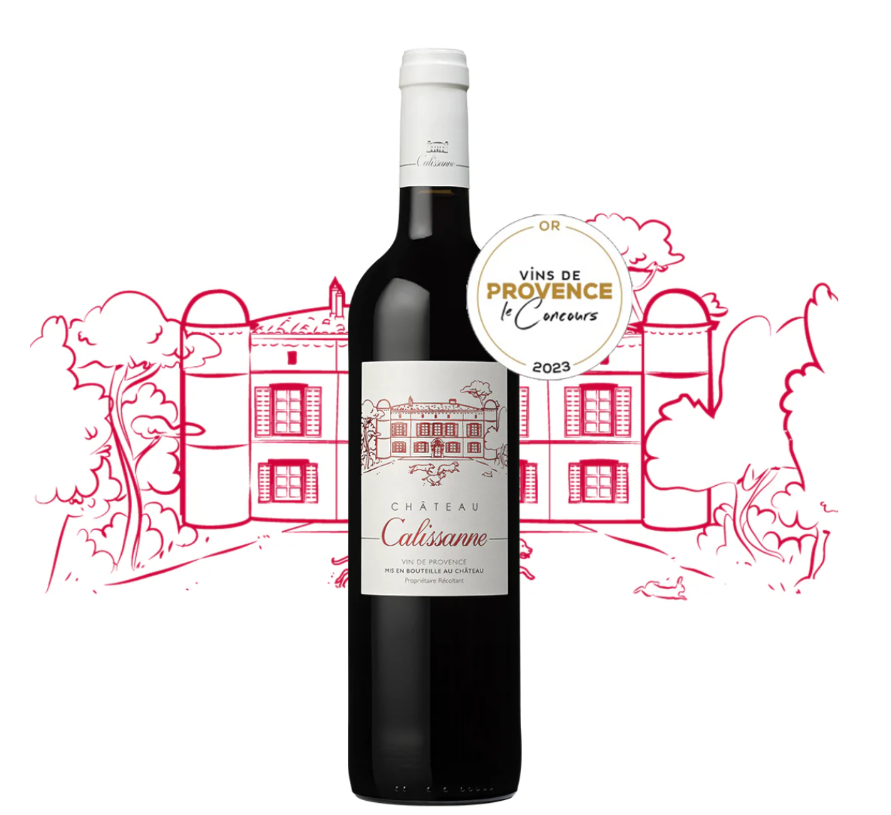 Chateau Calissanne rotwein mit deiner Goldmedaille zum Wettbewerb Vins de Provence 2023