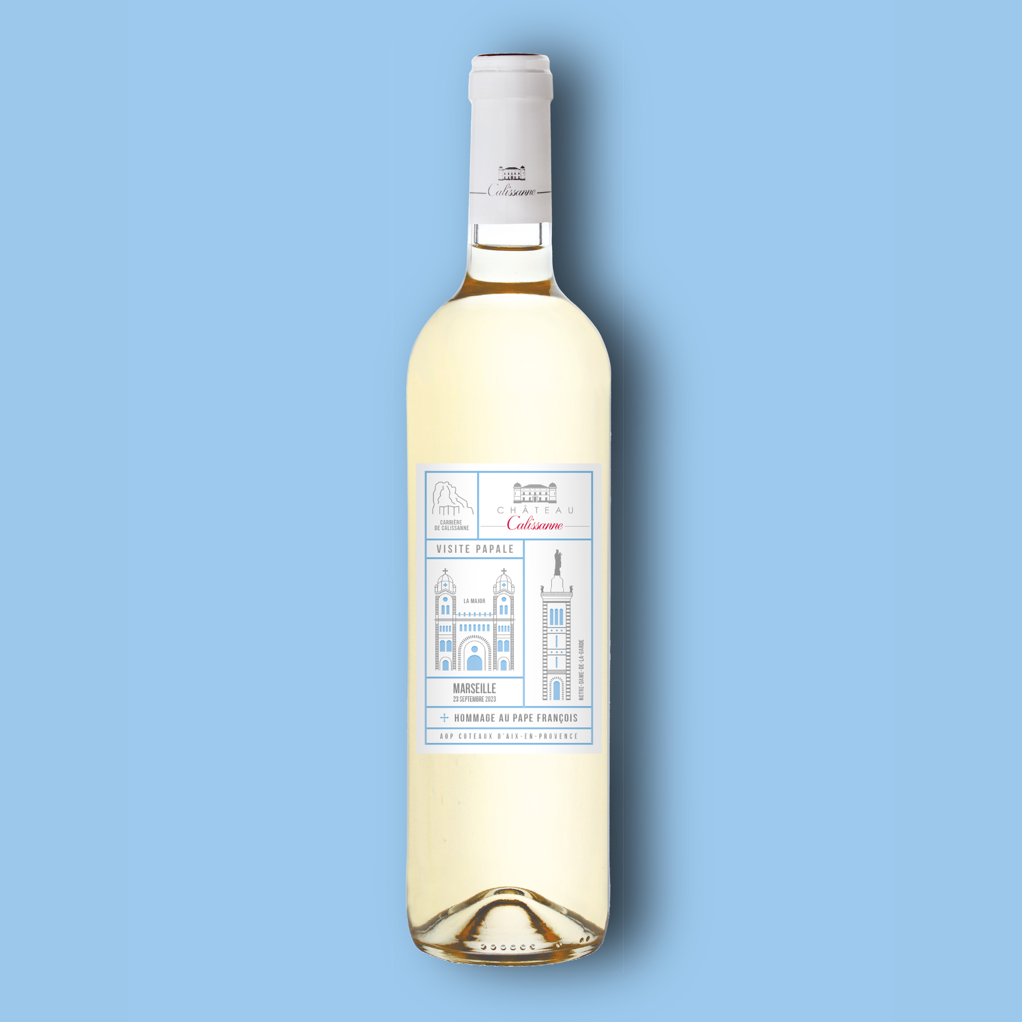 Papst Franziskus Cuvée - Château Calissanne Weißwein - Produktbild Flasche